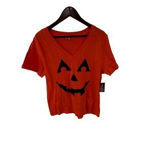 Spirit V-Neck Pumpkin T-Shirt‎ Short Sleeves Size XL